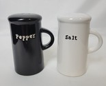Pottery Barn Salt &amp; Pepper Shakers Black And White Ceramic Modern Farmho... - $19.79