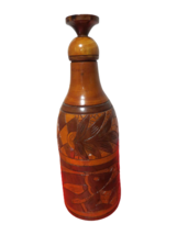 Hand Carved And Crafted Wooden 3 Piece Bottle Holder 14.5&quot;T Small Cup Fo... - $44.55