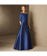 Boat Neck Floor Length Half Sleeve Elegant Mother of The Bride for Women - $138.00