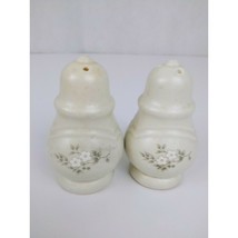 Vintage white Ceramic flowers salt and pepper shakers 3.75&quot; - £3.82 GBP