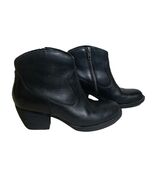 Born Black Leather Ankle Boots 8.5M Side Zip Block Heel Booties F52603 - $825.48 MXN