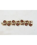 Women Bracelet Brown Tear Drop Rhinestones  Gold - $12.73