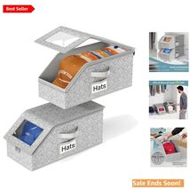 Stackable Hat Storage for 24 Caps, Grey Zip Cases - 2 PCS Hat Organizer - $43.51
