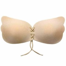 Strap Backless Push up Wing Corset Drawstring Tie Adjustable Sticker Bra- A Nude - £6.22 GBP