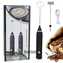 Milk Electric Frother Cordless Coffee Foamer Hand Blender Mixer Produkt +2 Whisk - £26.37 GBP