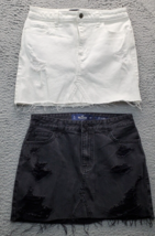 VTG Lot of 2 Hollister Skirt Women&#39;s 5 Black White High Rise Stretch Distressed - £21.39 GBP