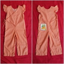 Vintage 70s Girl Jumpsuit Romper Orange Carrots back Patch Size 4 - £28.81 GBP