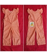 Vintage 70s Girl Jumpsuit Romper Orange Carrots back Patch Size 4 - £29.24 GBP