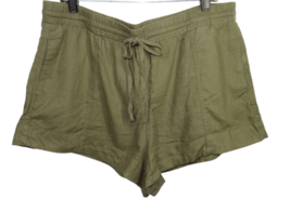 Universal Thread Women&#39;s Size Large Olive Linen Blend Pocket Shorts - £17.29 GBP