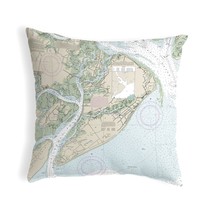 Betsy Drake Hilton Head, SC Nautical Map Noncorded Indoor Outdoor Pillow 18x18 - £42.80 GBP