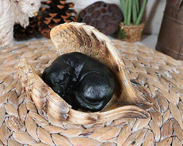 Black Labrador Retriever Puppy Dogs Sleeping On Angel Wings Memorial Fig... - £19.97 GBP