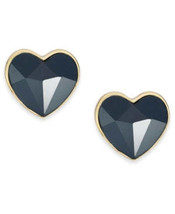 Inc Gold-Tone Faceted Heart Stud Earrings - £9.34 GBP