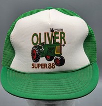 VTG White Oliver Super 88 Green Mesh Snapback Farmer Trucker Snapback Ha... - £21.07 GBP