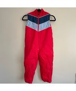 Vintage Sears Kids Snow Bib Suit Size 6 Red Chevron Colorblock 80s 90s - $726.42 MXN