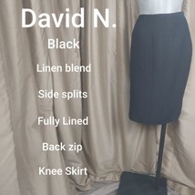 David N. Black Linen Blend Side Splits  Skirt Size 10 - £11.96 GBP