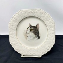 Vintage Lord Nelson Pottery England Tabby Cat Octagon Plate  Embossed Rim 8.5&quot; - £26.40 GBP