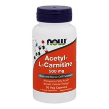 NOW Foods Acetyl L-Carnitine 500 mg., 50 Vegetarian Capsules - £11.05 GBP