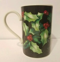 DUNOON CAROLINE BESSEY HOLLY Berries Leaves Stoneware Mug Cup MINT NEVER... - $17.77