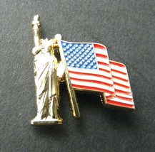 Usa Flag Statue Of Liberty Lapel Pin Badge 3/4 Inch - £4.50 GBP