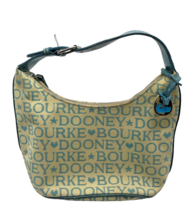 Dooney &amp; Bourke Purse Vintage Shoulder Bag Small Bag Y2K Beige &amp; Blue Teal - £44.54 GBP