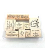Stampin Up Espress Yourself Stamp Kit Rubber Wood Mounted 2002 Set of 9 - £11.96 GBP