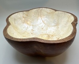 Teak Bowl Covered With Capiz Shell. 1960s - $20.00