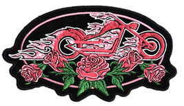 Fire Motorcycle Rose Embrodiered Patch P2092 New Biker Iron On Sewon Patches Sew - £3.67 GBP