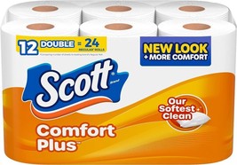 Scott ComfortPlus Toilet Paper, 12 Double Rolls, 231 Sheets per Roll, Se... - £8.29 GBP