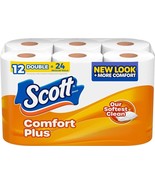 Scott ComfortPlus Toilet Paper, 12 Double Rolls, 231 Sheets per Roll, Se... - £8.17 GBP