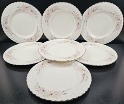 7 Syracuse China Elizabeth Platinum Trim Dinner Plate Set Vintage Floral MCM Lot - £78.85 GBP