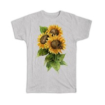 Sunflower Vintage Bee : Gift T-Shirt Flower Floral Yellow Decor Painting - £14.46 GBP+