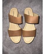 Lucky Brand Womens Wyntor Wedge Sandal Leather Tan Size 7.5M - $41.62 CAD