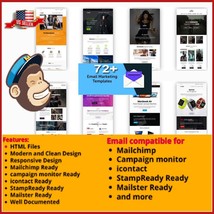 HQ 70 MULTIPURPOSE CRM EMAIL TEMPLATES + 1400 Modules for MailChimp and ... - £5.53 GBP