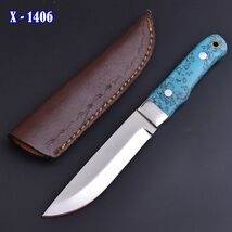 Handcrafted Fixed Blade Drop Point Hunting Knife Turquoise Handle - $25.33
