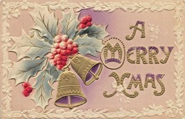 A Merry Christmas ~ Heavily Embossed-Air Brushed-Gilt ~1910s Postcard-
show o... - £5.41 GBP