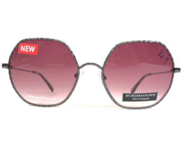 BCBGMAXAZRIA Sunglasses Lavish Gunmetal Silver Hexagon Frames with Red Lenses - $102.38
