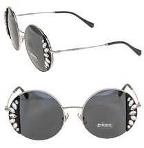 MIU MIU CORE MU57VS Silver Black Crystal Jewel Round Metal Fashion Sunglass 57V - $589.05