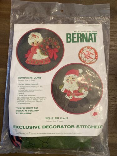 Vintage Bernat Santa Mr. Claus Stitchery Christmas Holiday Embroidery WO9191 7" - $18.00