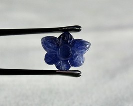 Natural No Heat Burma Blue Sapphire Carved Flower 5.80 Cts Gemstone Ring Pendant - £188.53 GBP
