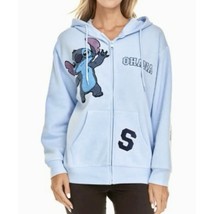 Disney Stitch Ohana Women’s Blue Full Zip Sweatshirt Hoodie~Chenille Pat... - $49.01