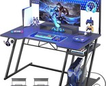 Gaming Computer Desk With Storage Shelves &amp; Z-Shaped Legs, Black Gaming ... - $296.99