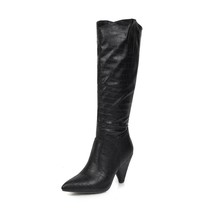 Western knee women&#39;s boots Women High Boots Pointed Toe Boots Women Long Chunky  - £70.53 GBP