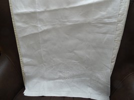 Vintage Pair Damask Irish Linen H Embroidered Towels 17&quot; X 32&quot; - £20.14 GBP