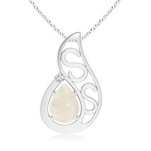 ANGARA Natural Opal Solitaire Flame Pendant Necklace in Silver (Size-8x6mm) - $224.10+