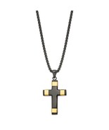 Stainless Steel Yellow &amp; Black IP-Plated Cross Necklace - $149.78 CAD