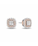 Disney Belle 1/4 CT. T.W. Quad Princess-Cut Diamond Frame Stud Earrings ... - $182.01 CAD