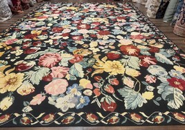 Palace Size Needlepoint Rug 12x18 Vintage Spanish Portuguese Floral Carpet - £7,576.39 GBP