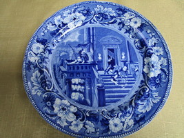 1800s Clews Staffordshire Blue Transfer Plate &quot;Doctor Syntax Stargazing&quot;  [a*1] - £327.08 GBP