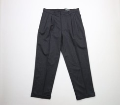 Vintage 90s Eddie Bauer Mens 35x30 Wool Pleated Cuffed Wide Leg Chino Pa... - $54.40