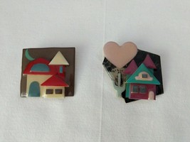 2 Vintage House Pins By Lucinda Artisan Barn Silo &amp; Southwestern Cactus Heart - £19.05 GBP